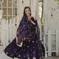 Purple Colour Vichitra Shimmer Sequins work Gown