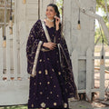 Purple Colour Vichitra Shimmer Sequins work Gown 4