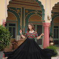 Navratri Black Rayon Gown with Kutchi Gamthi Kodi Work 2