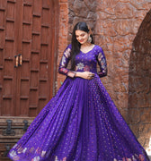 Banarasi Zari Weaving Sleeves Glorious Traditional Gown