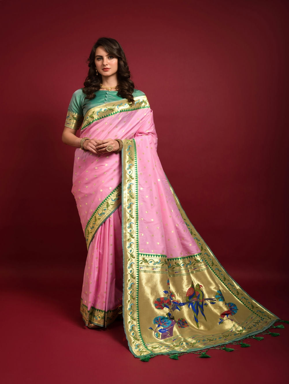 Baby pink Paithani Design Saree Collection