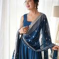 Blue Colour Pure Soft Fox Georgette fully Flair Gown 2