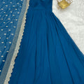 Blue Colour Pure Soft Fox Georgette fully Flair Gown 4