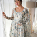 Off White Colour Pure Soft Organza Silk Gown 5