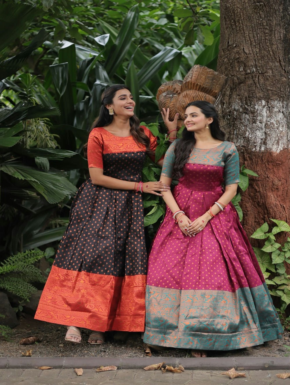 Banarasi jacquard Silk Gown