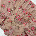 Brown Colour Pure Soft Organza Silk Floral Gown Set 9