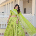 GREEN Viscose Jacquard With Embroidered Sequins work 1