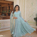 SKY  Faux Georgette with Embroidered work
