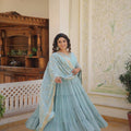 SKY  Faux Georgette with Embroidered work 1