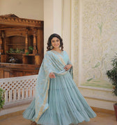 SKY  Faux Georgette with Embroidered work 1