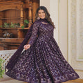  WINE Faux Blooming with Sequins Embroidered work Gown 1