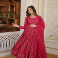 RANI PINK  Faux Blooming with Sequins Embroidered work Gown