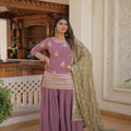 LAVENDER PINK Faux Georgette With Sequins & thread Embroidered work Sharara