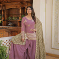 LAVENDER PINK Faux Georgette With Sequins & thread Embroidered work Sharara 3