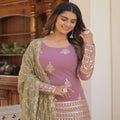 LAVENDER PINK Faux Georgette With Sequins & thread Embroidered work Sharara 4