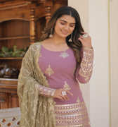 LAVENDER PINK Faux Georgette With Sequins & thread Embroidered work Sharara 4