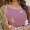 LAVENDER PINK Faux Georgette With Sequins & thread Embroidered work Sharara 5