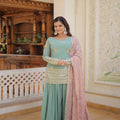 SKY Faux Georgette With Sequins & thread Embroidered work Sharara 4