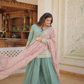 SKY Faux Georgette With Sequins & thread Embroidered work Sharara 5