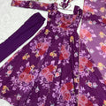 Purple Colour Pure Soft Tabby Organza Silk Gown Set 6