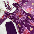 Purple Colour Pure Soft Tabby Organza Silk Gown Set 10