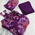 Purple Colour Pure Soft Tabby Organza Silk Gown Set 12