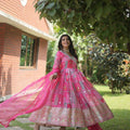 PINK Russian Silk Rich Digital Print Gown 