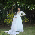 WHITE  Faux Blooming With Embroidery Zari Sequins-work Gown  3