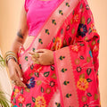PINK Pure paithani silk saree with jaal design 3