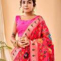 PINK Pure paithani silk saree with jaal design 4