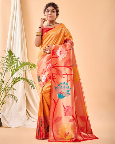 YELLOW PURE PAITHANI SILK SAREE 