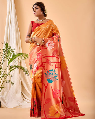 YELLOW PURE PAITHANI SILK SAREE  2