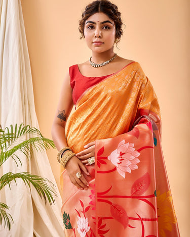 YELLOW PURE PAITHANI SILK SAREE  3